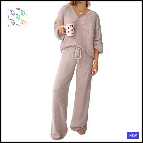 Pants - Oversized Sweater Set Fuzzy Fleece Loungewear Matching Lounge Set Chic